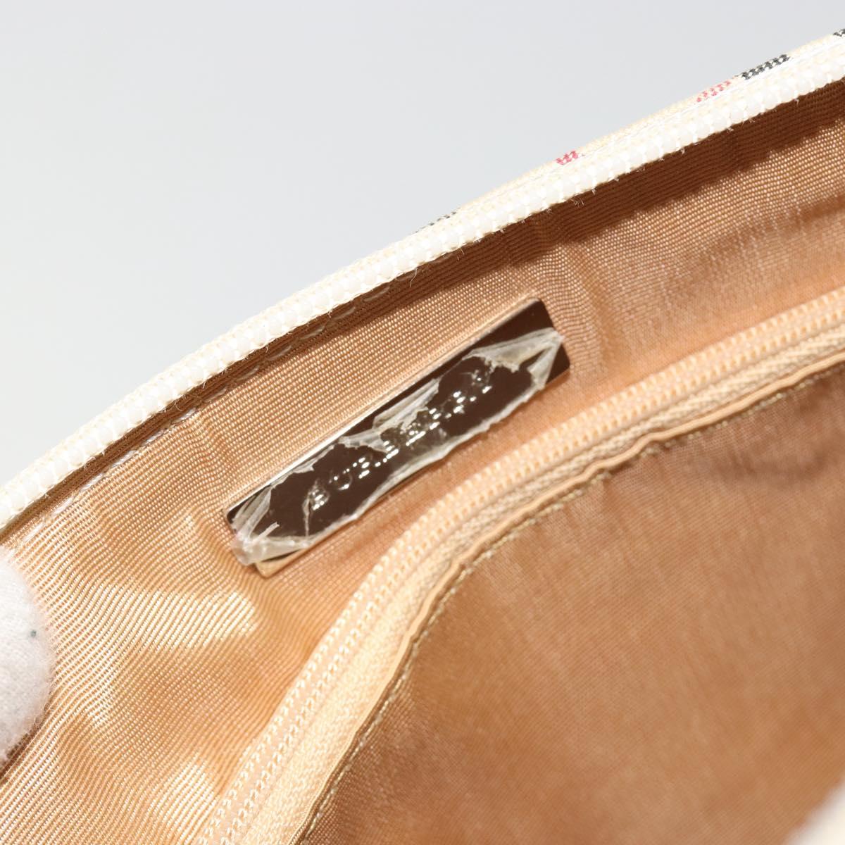BURBERRY Nova Check Hand Bag Canvas Beige Silver Auth 187825A