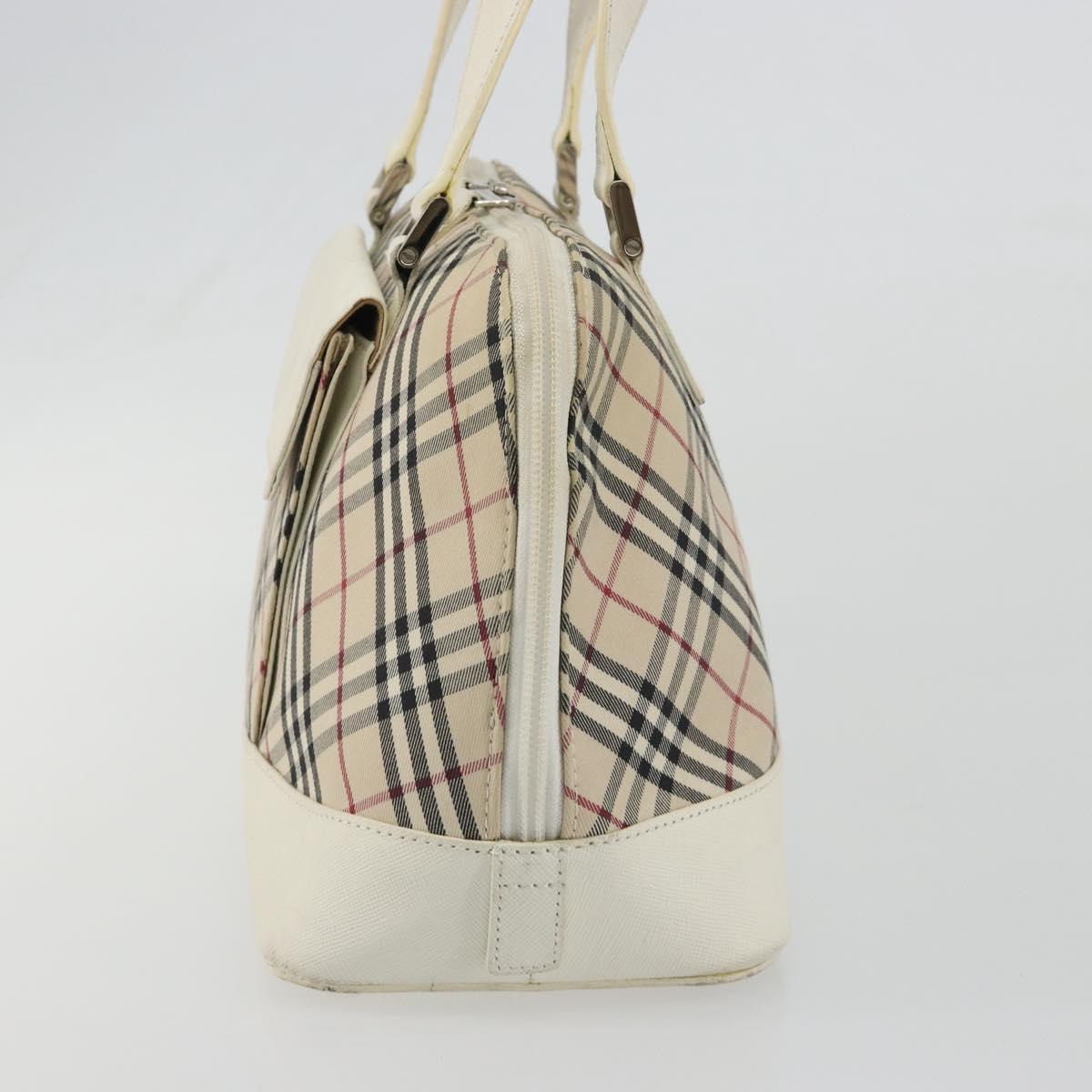 BURBERRY Nova Check Hand Bag Canvas Beige Silver Auth 187825A