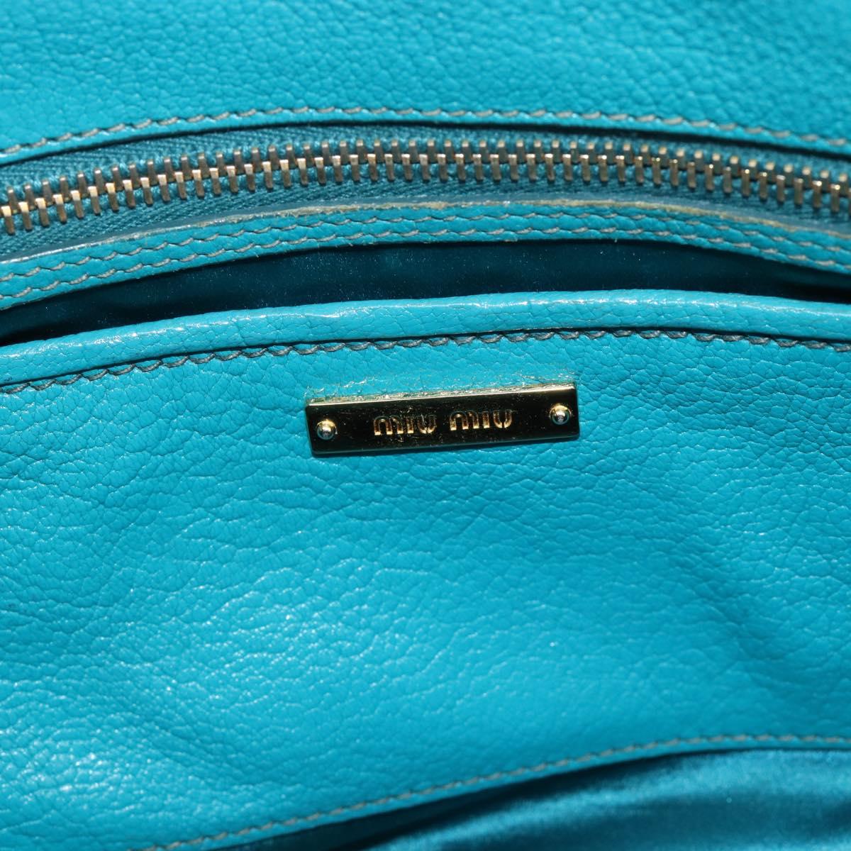 Miu Miu Hand Bag Leather 2way Turquoise Blue Gold Auth 187827