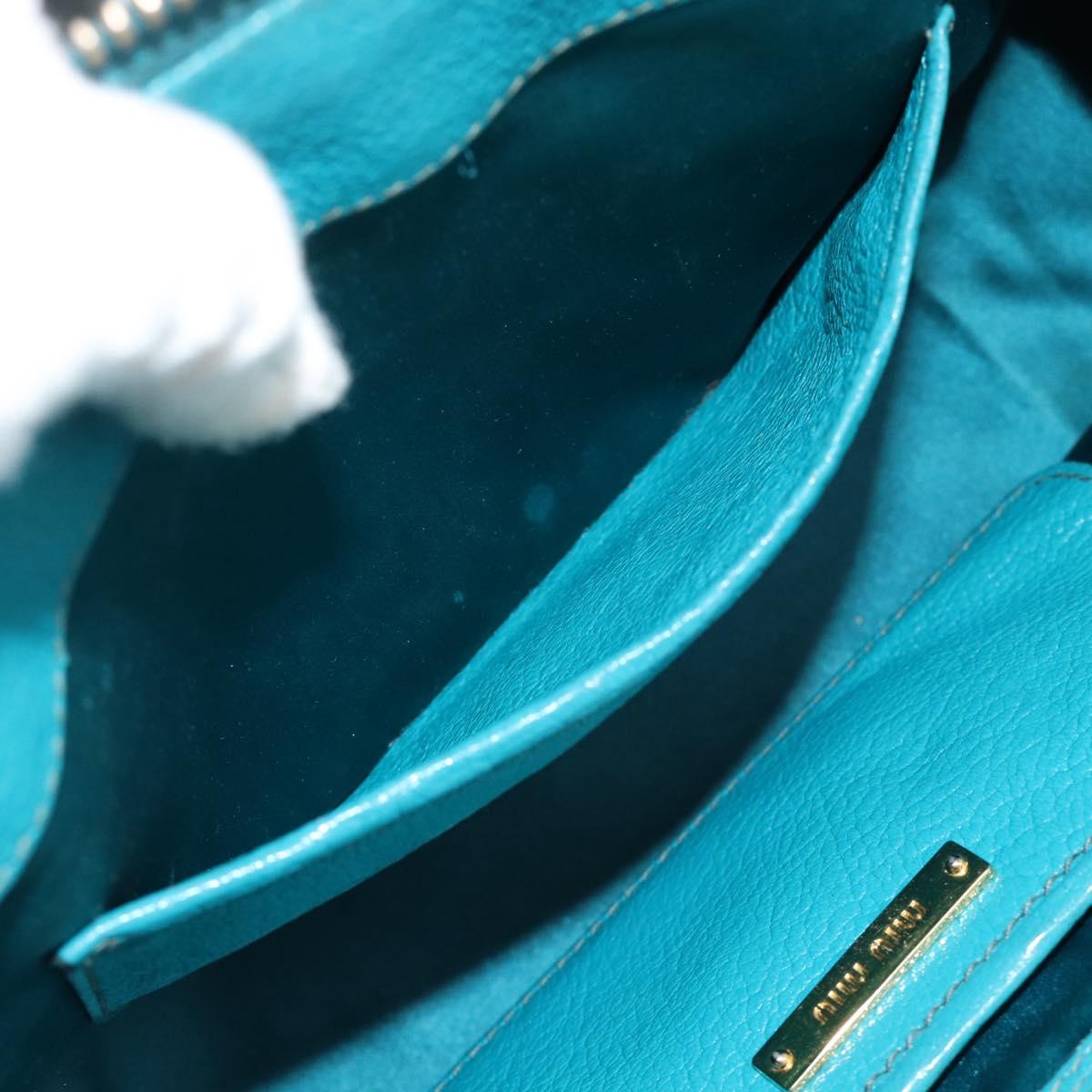 Miu Miu Hand Bag Leather 2way Turquoise Blue Gold Auth 187827