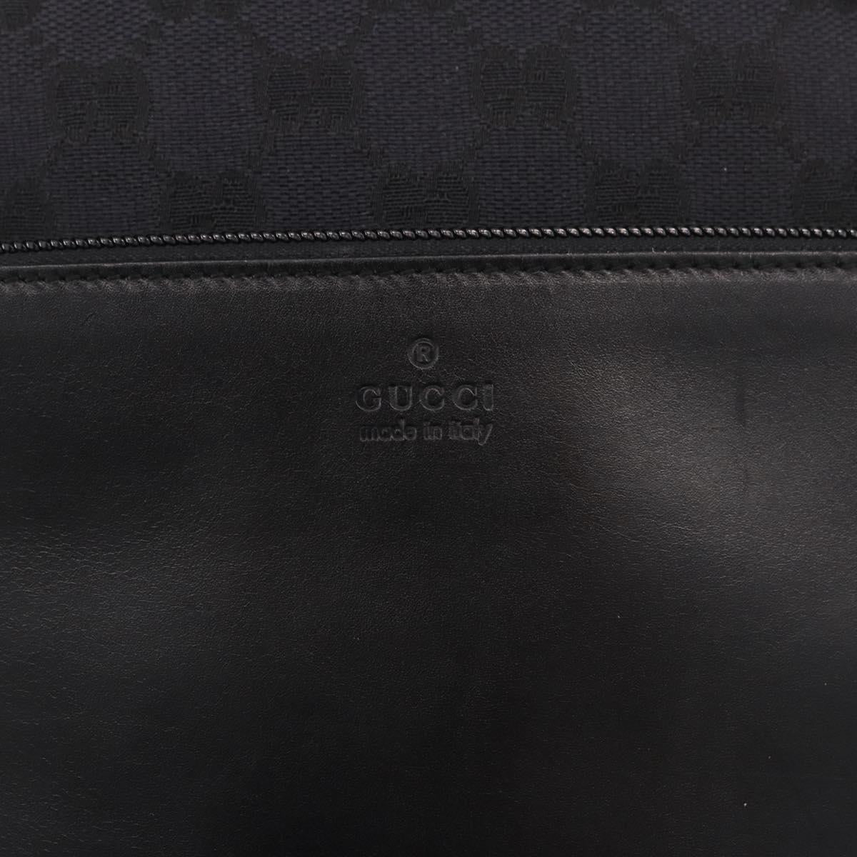 GUCCI GG Canvas Sherry Line Tote Bag Black Silver 019 0401 Auth 187830A