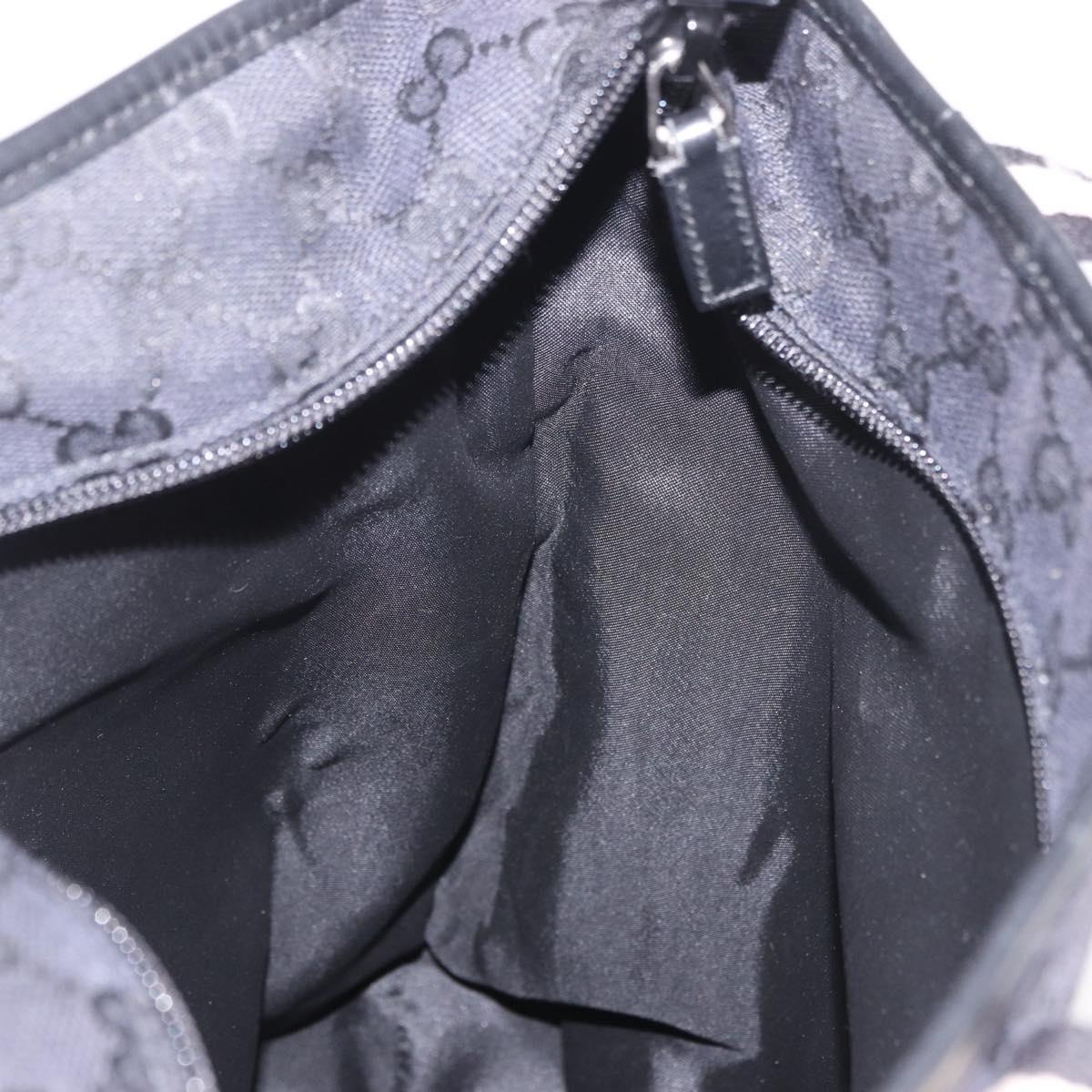 GUCCI GG Canvas Sherry Line Tote Bag Black Silver 019 0401 Auth 187830A