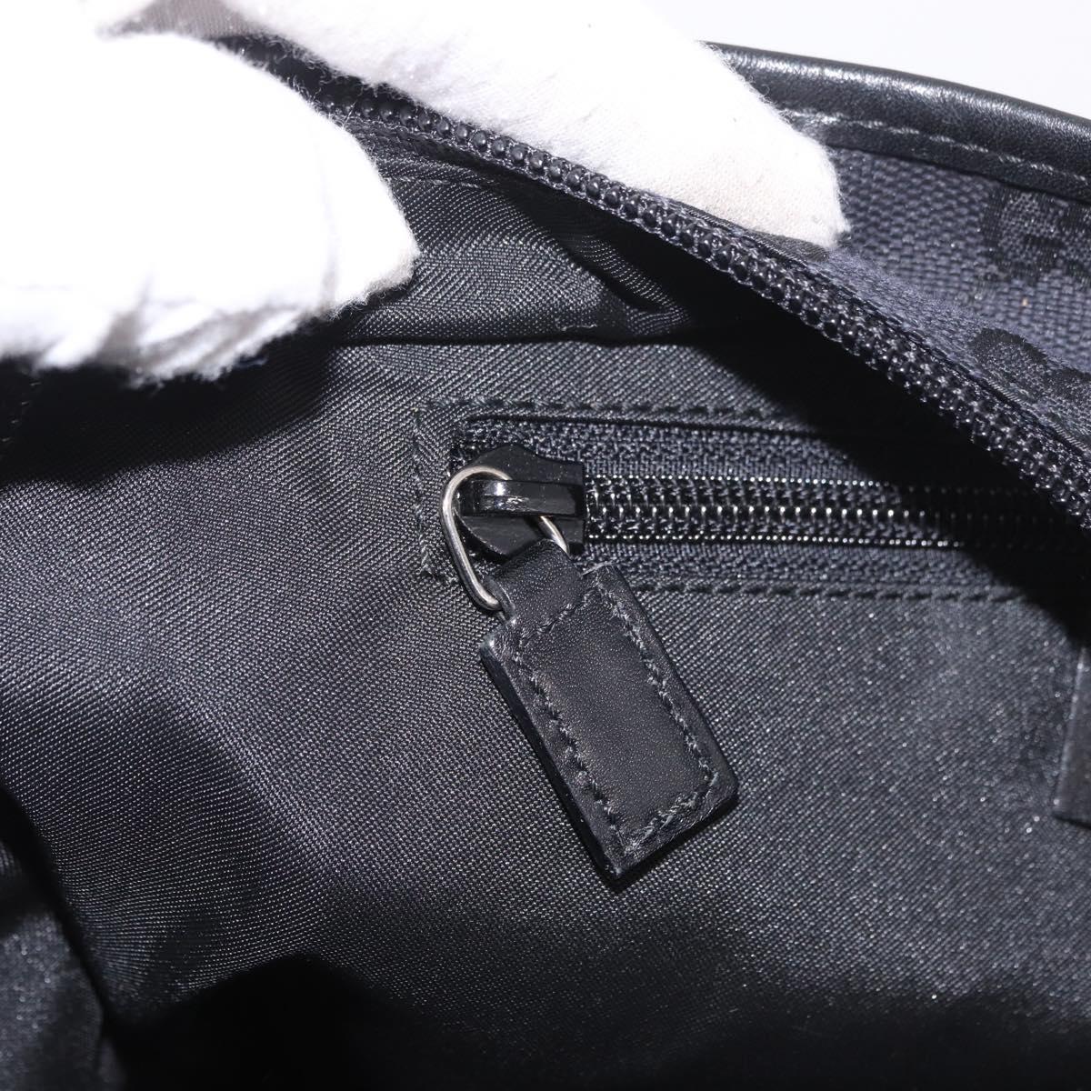 GUCCI GG Canvas Sherry Line Tote Bag Black Silver 019 0401 Auth 187830A