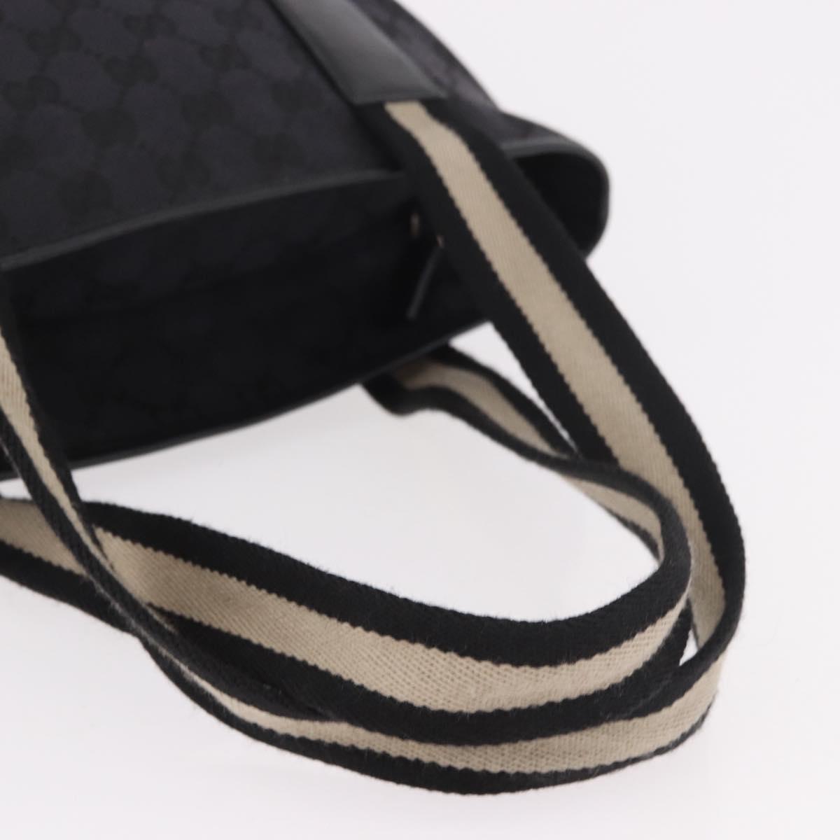 GUCCI GG Canvas Sherry Line Tote Bag Black Silver 019 0401 Auth 187830A