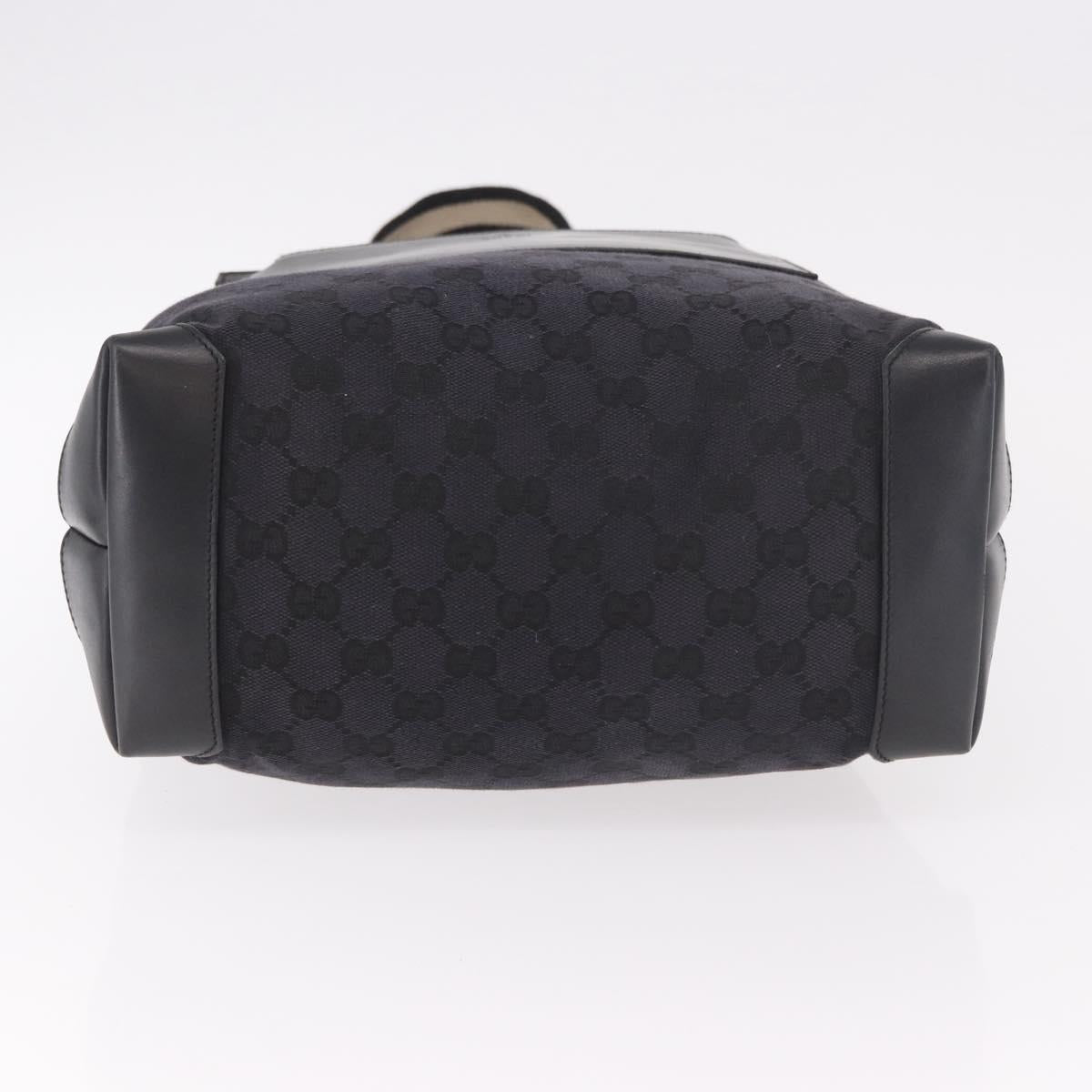 GUCCI GG Canvas Sherry Line Tote Bag Black Silver 019 0401 Auth 187830A