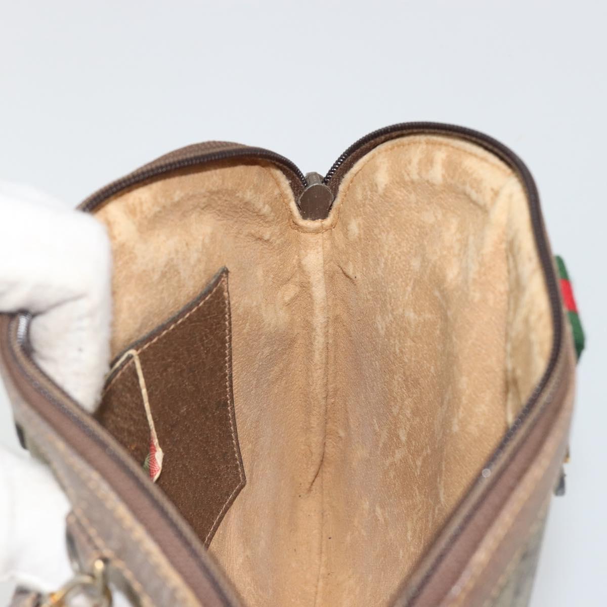 GUCCI GG Supreme Web Sherry Line Bag PVC Beige Gold 904 02 047 Auth 187832