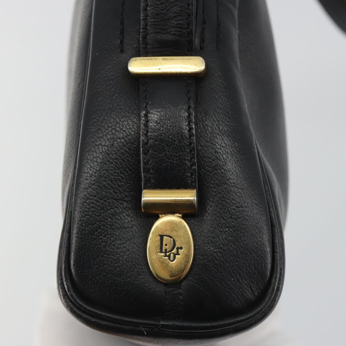 Christian Dior Shoulder Bag Leather Black Gold Auth 187835