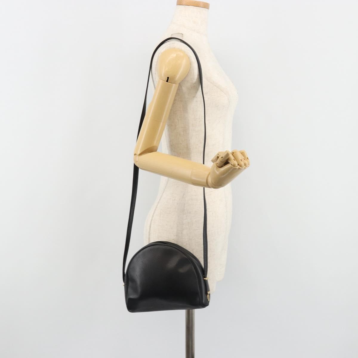 Christian Dior Shoulder Bag Leather Black Gold Auth 187835
