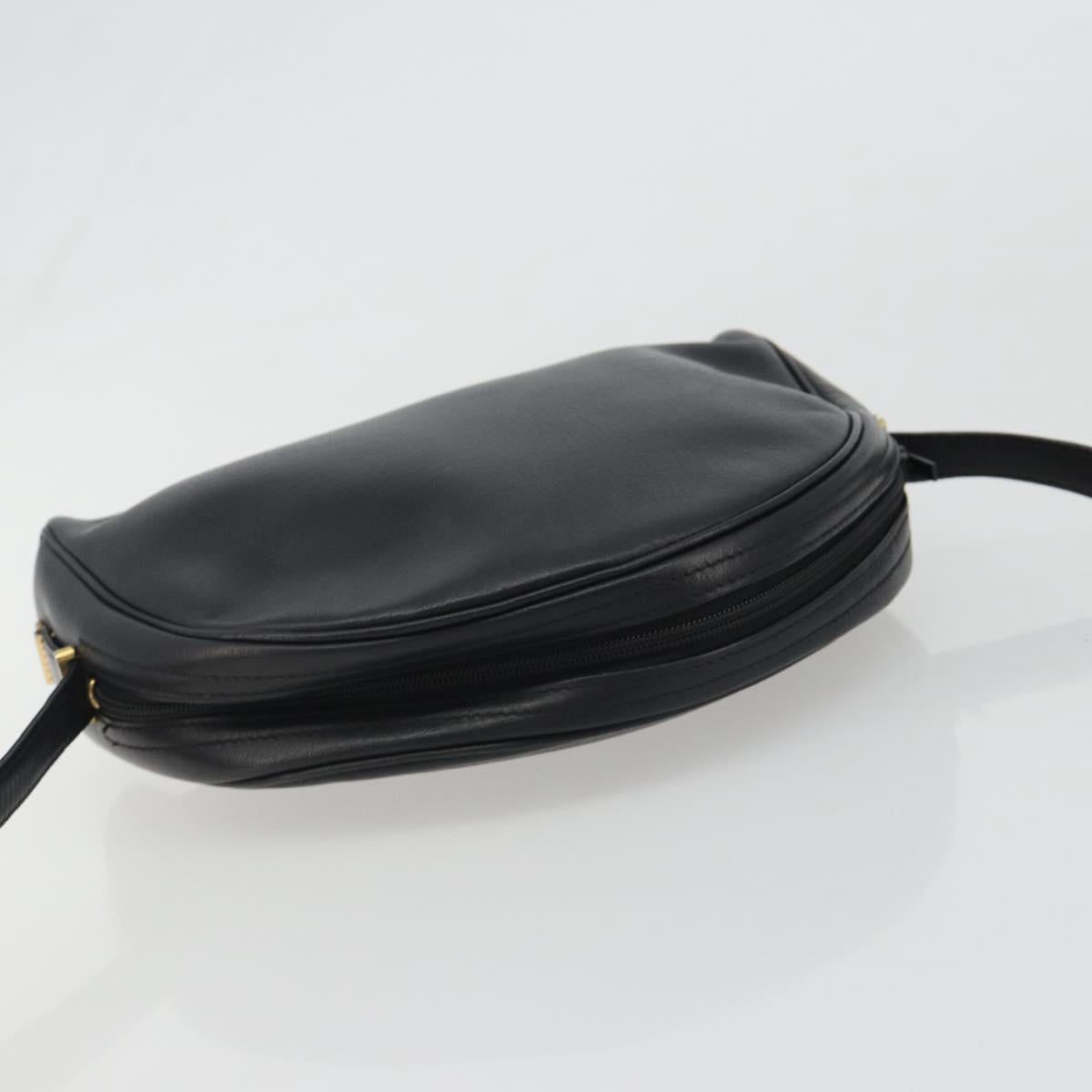 Christian Dior Shoulder Bag Leather Black Gold Auth 187835