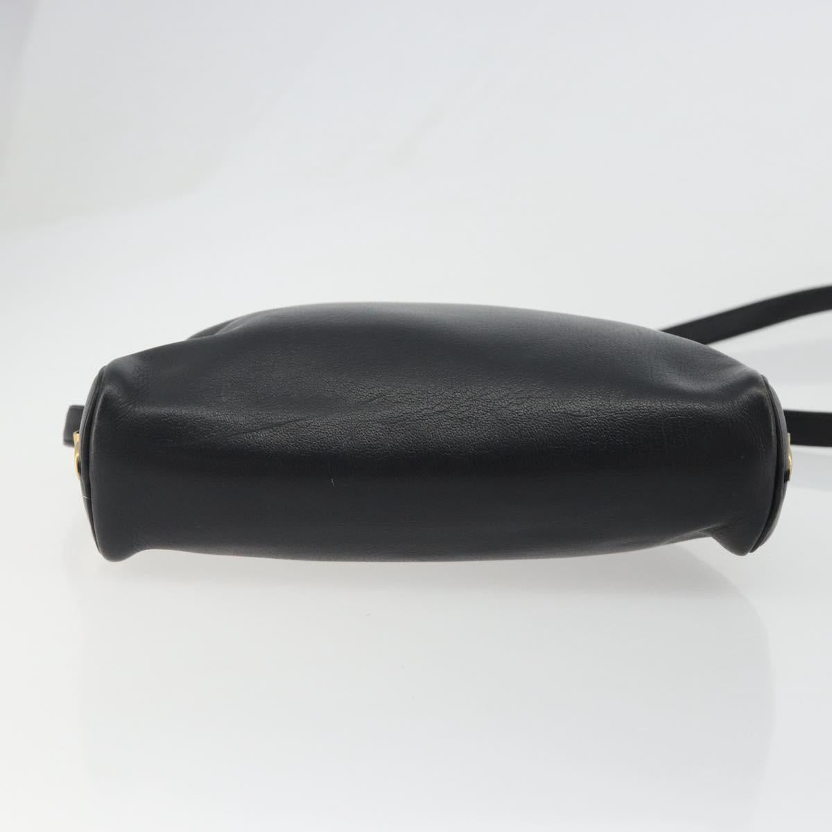 Christian Dior Shoulder Bag Leather Black Gold Auth 187835