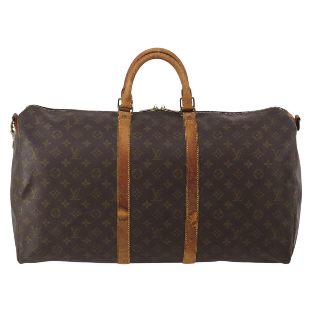 LOUIS VUITTON Monogram Keepall Bandouliere 55 Boston Bag M41414 LV Auth 187837