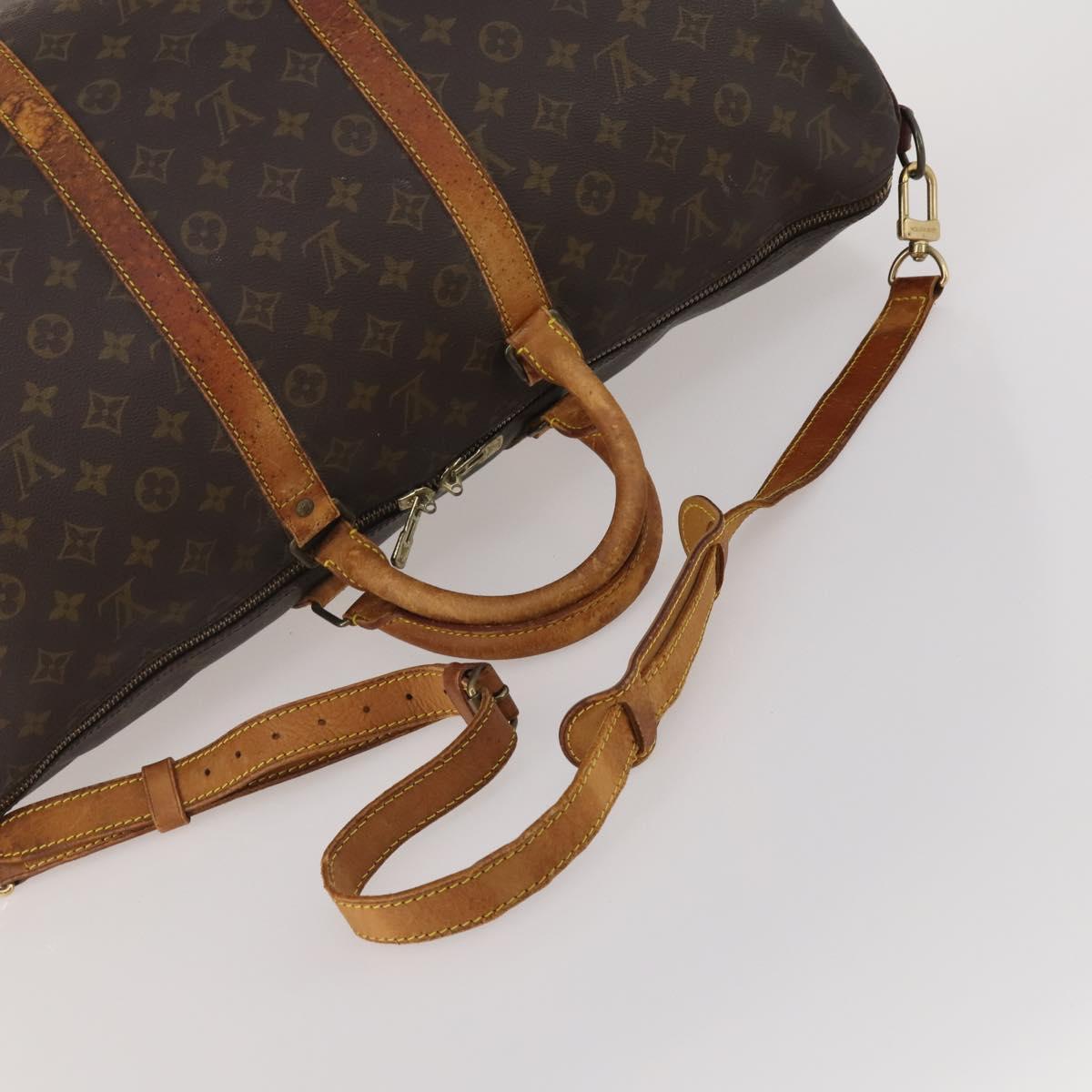 LOUIS VUITTON Monogram Keepall Bandouliere 55 Boston Bag M41414 LV Auth 187837