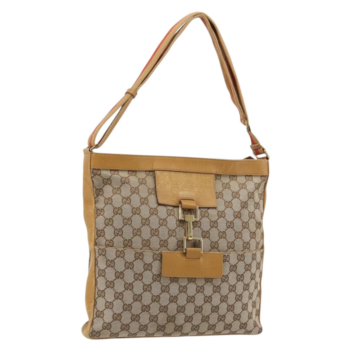 GUCCI GG Canvas Sherry Line Jackie Shoulder Bag Beige Gold 001 4094 Auth 187848