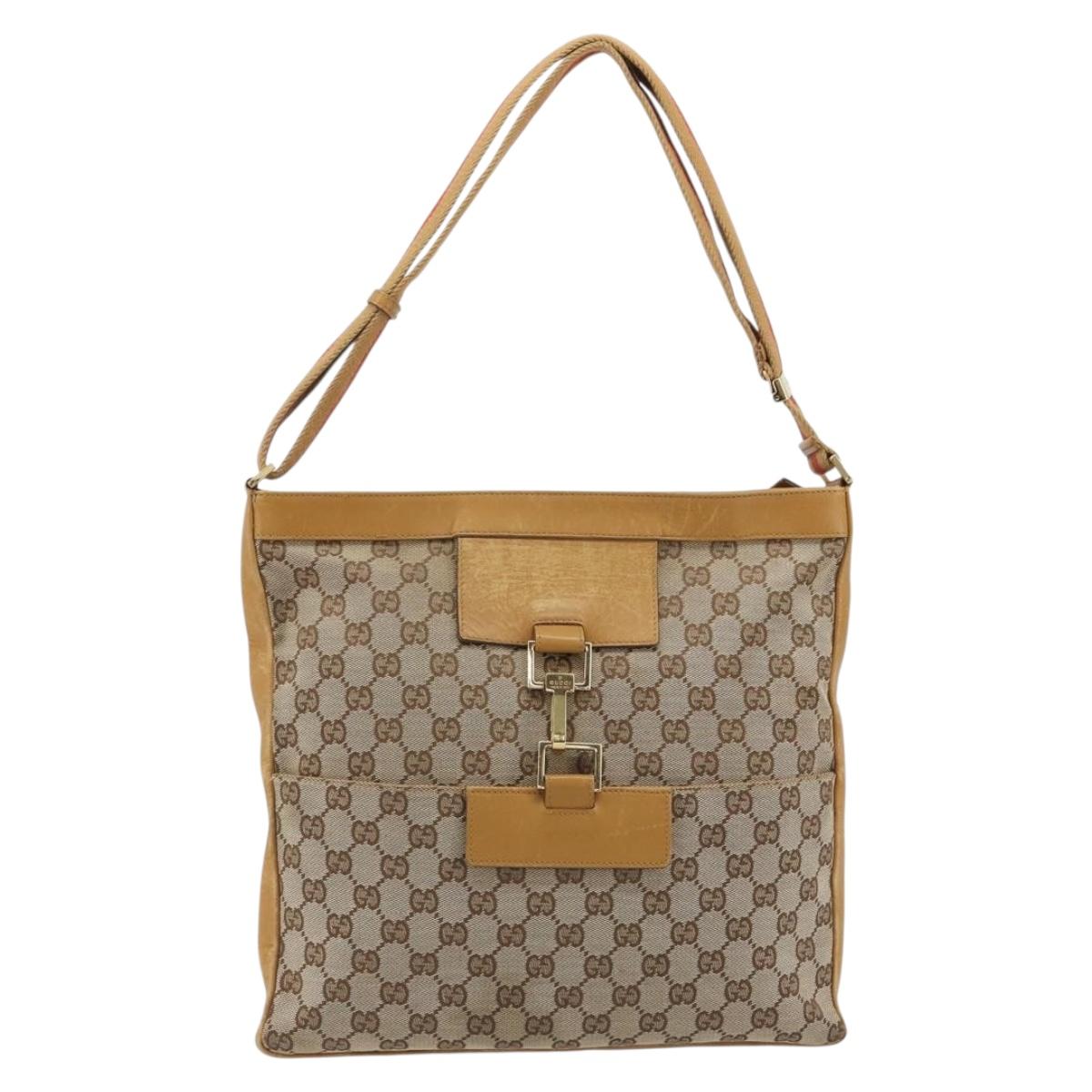 GUCCI GG Canvas Sherry Line Jackie Shoulder Bag Beige Gold 001 4094 Auth 187848