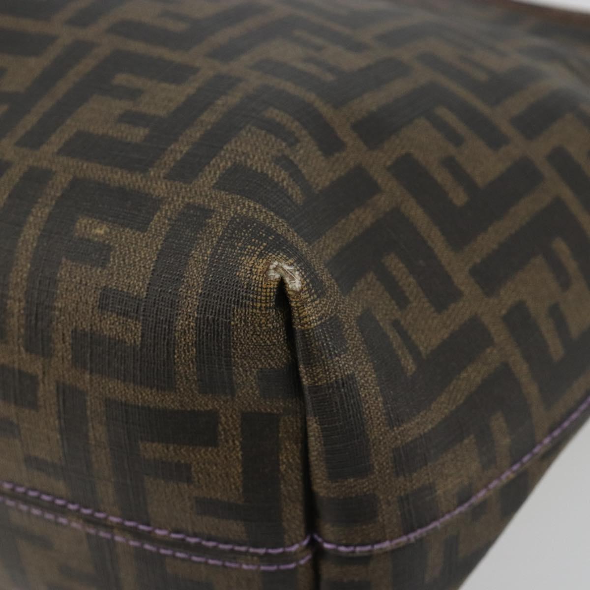 FENDI Zucca Canvas Tote Bag PVC Black Brown Auth 187849