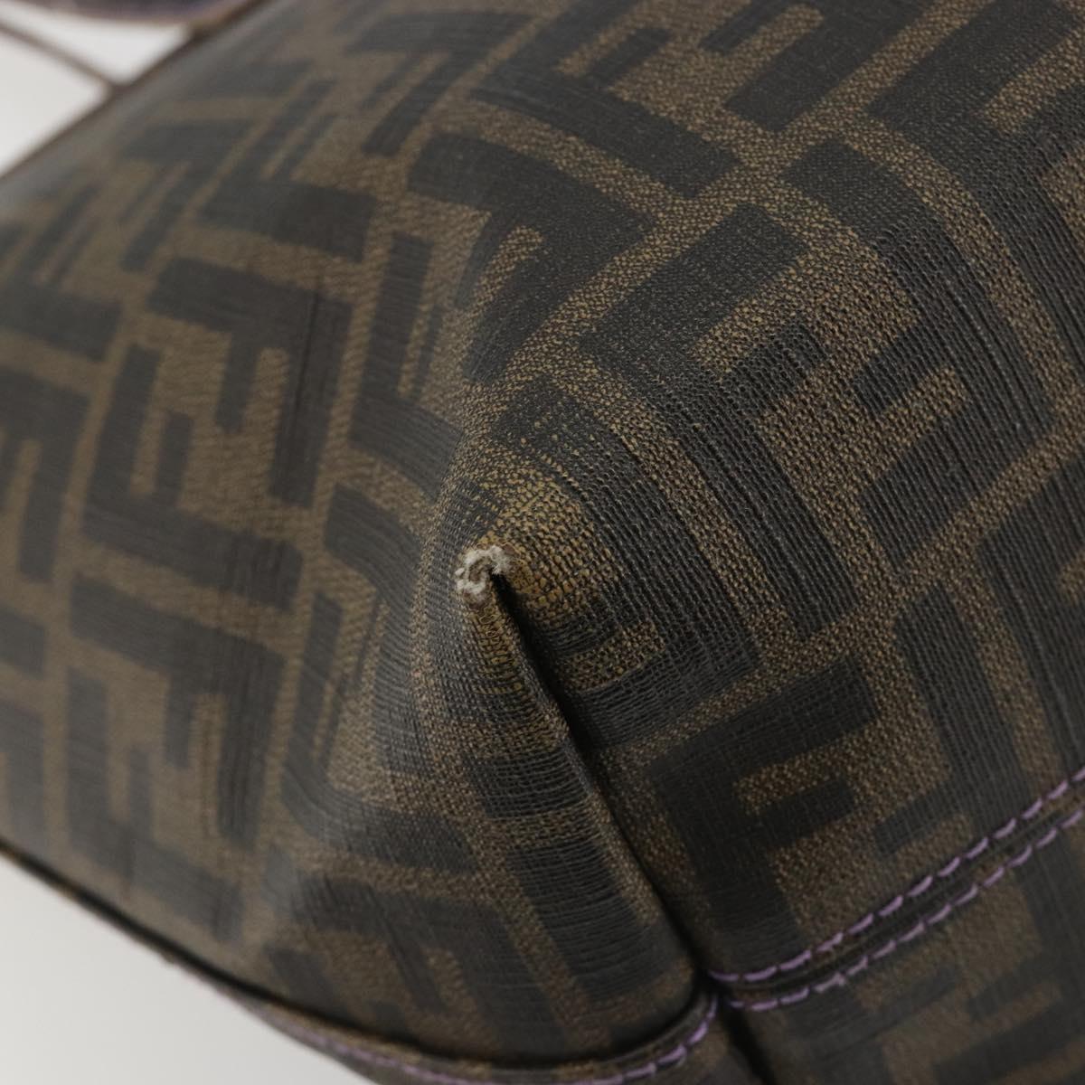 FENDI Zucca Canvas Tote Bag PVC Black Brown Auth 187849