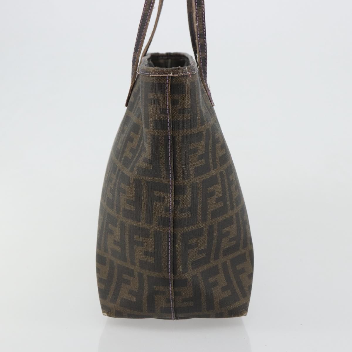 FENDI Zucca Canvas Tote Bag PVC Black Brown Auth 187849