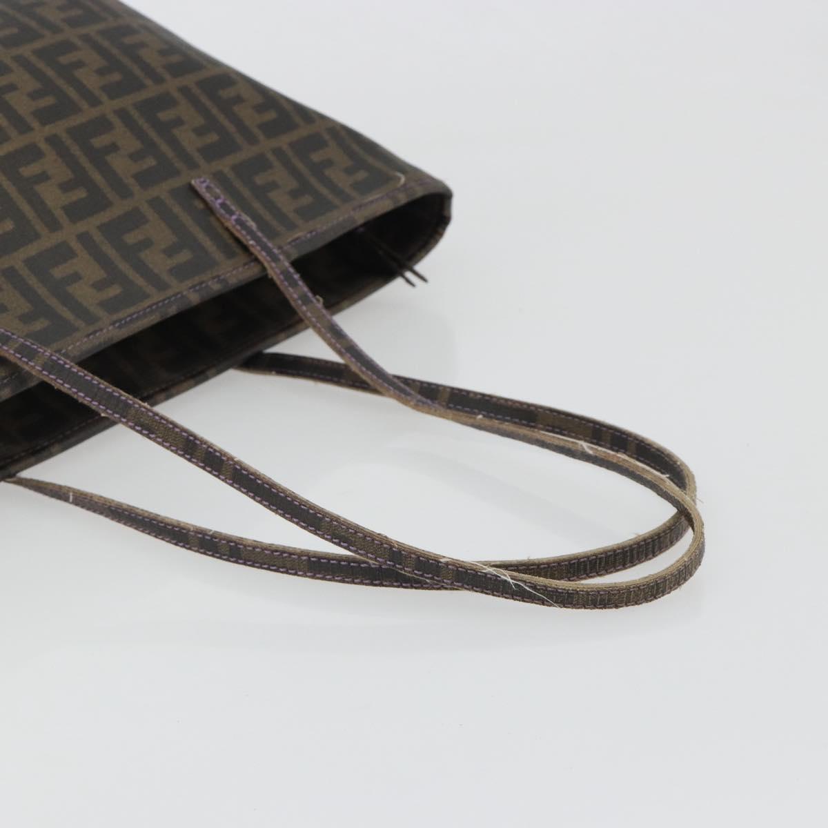 FENDI Zucca Canvas Tote Bag PVC Black Brown Auth 187849