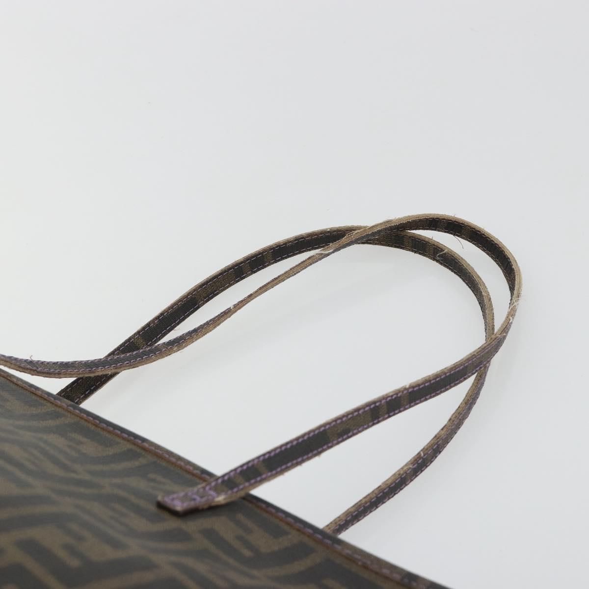 FENDI Zucca Canvas Tote Bag PVC Black Brown Auth 187849