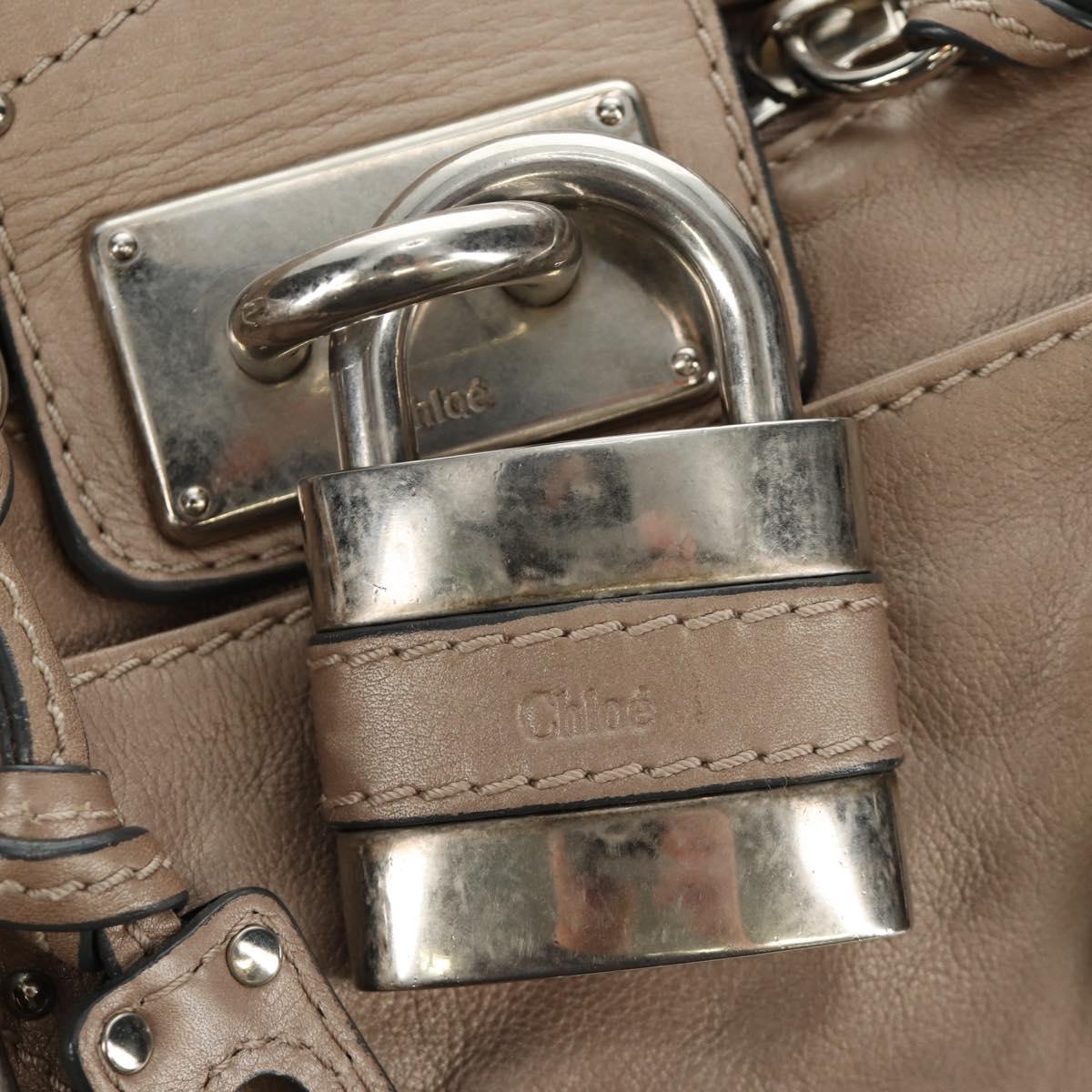 Chloe Paddington Hand Bag Leather Beige Silver Auth 187855V
