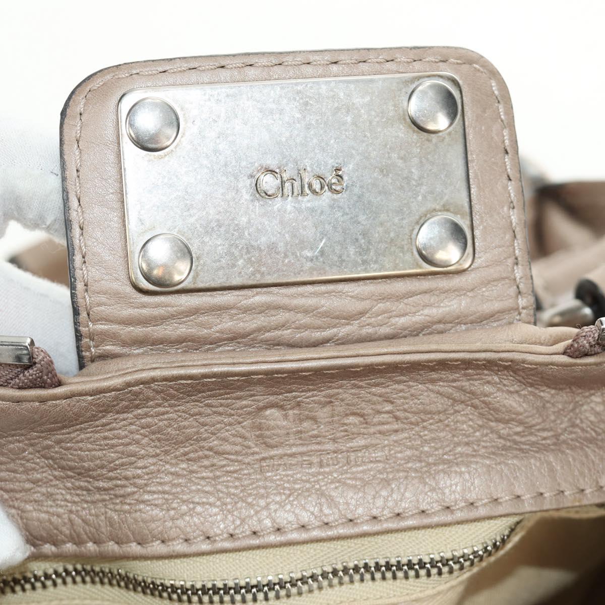 Chloe Paddington Hand Bag Leather Beige Silver Auth 187855V