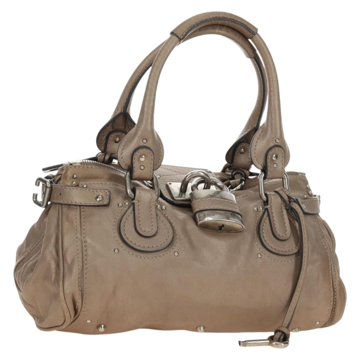 Chloe Paddington Hand Bag Leather Beige Silver Auth 187855V