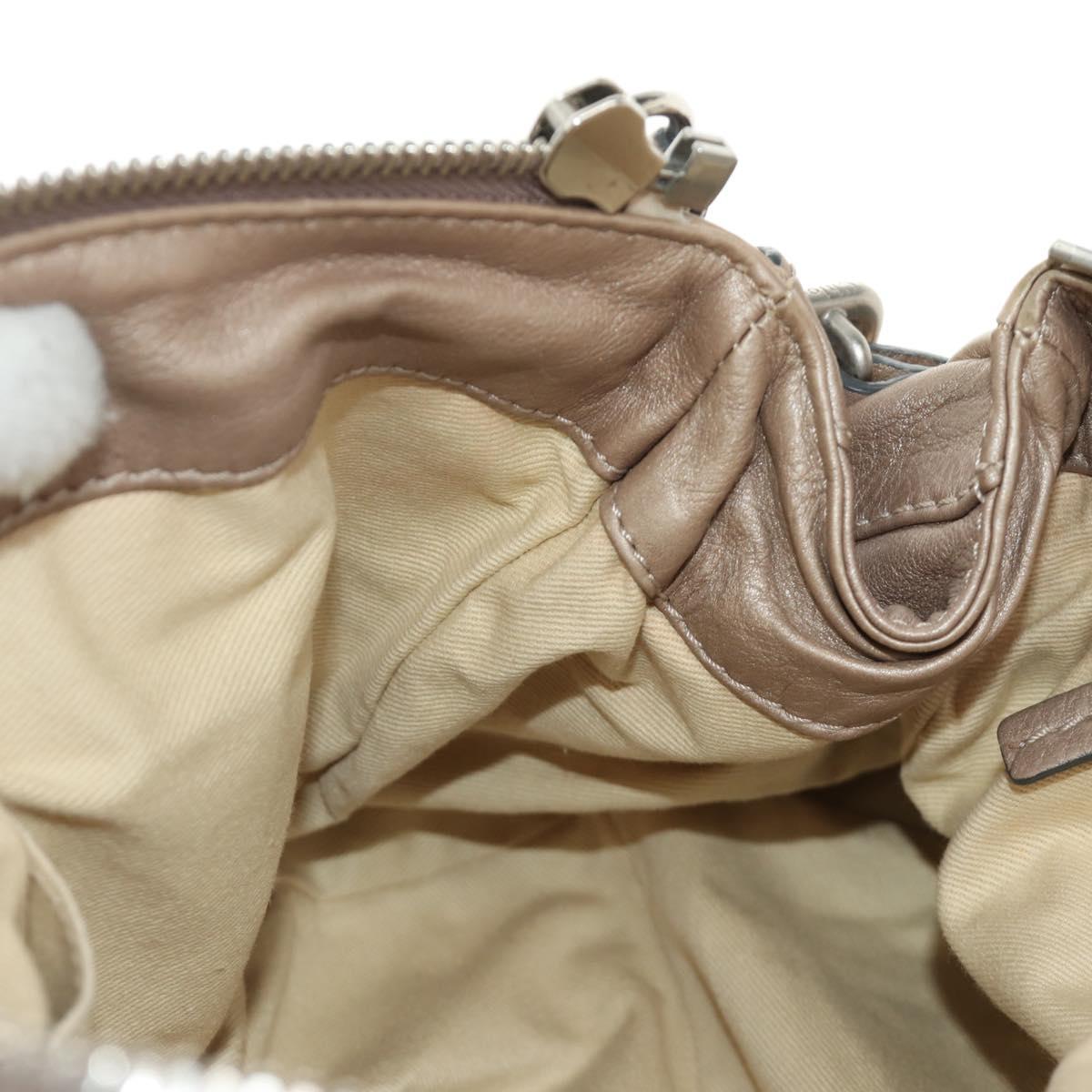 Chloe Paddington Hand Bag Leather Beige Silver Auth 187855V
