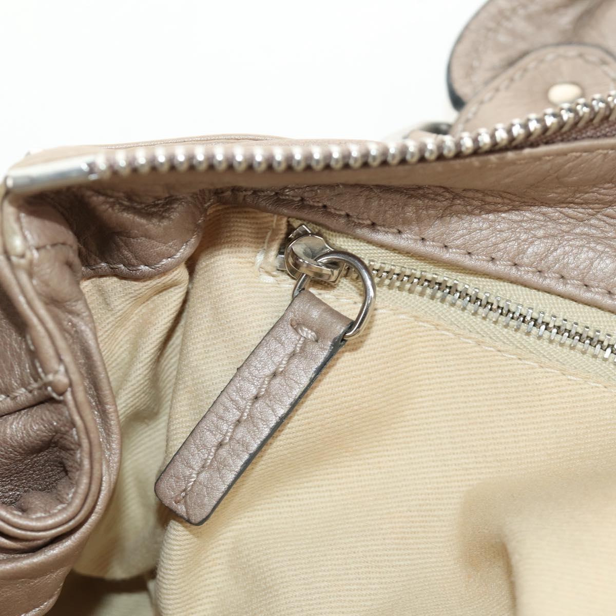 Chloe Paddington Hand Bag Leather Beige Silver Auth 187855V