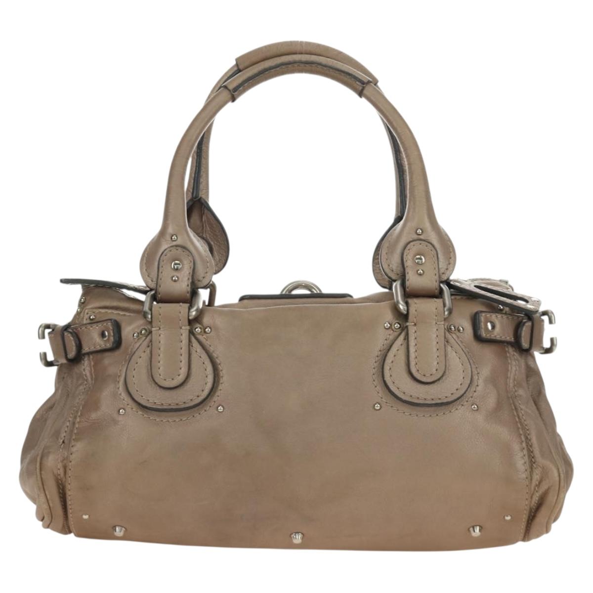Chloe Paddington Hand Bag Leather Beige Silver Auth 187855V