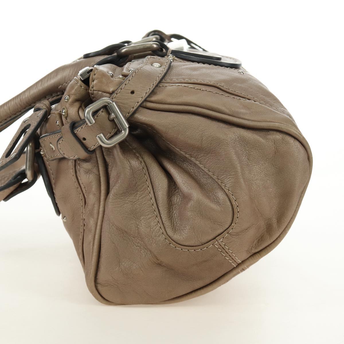 Chloe Paddington Hand Bag Leather Beige Silver Auth 187855V