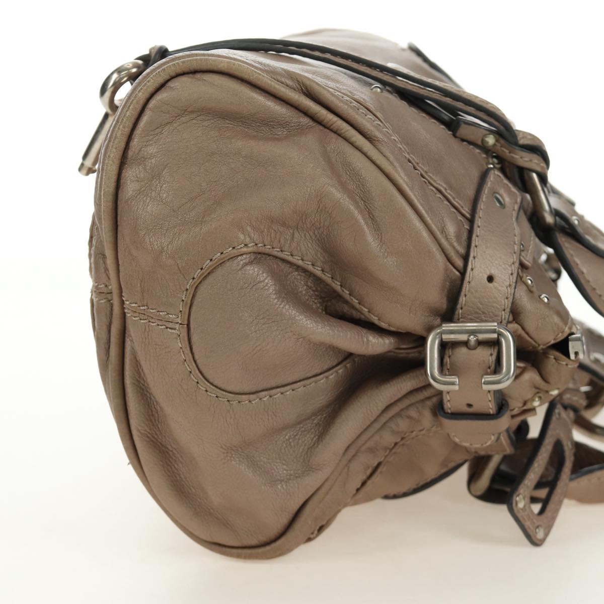 Chloe Paddington Hand Bag Leather Beige Silver Auth 187855V
