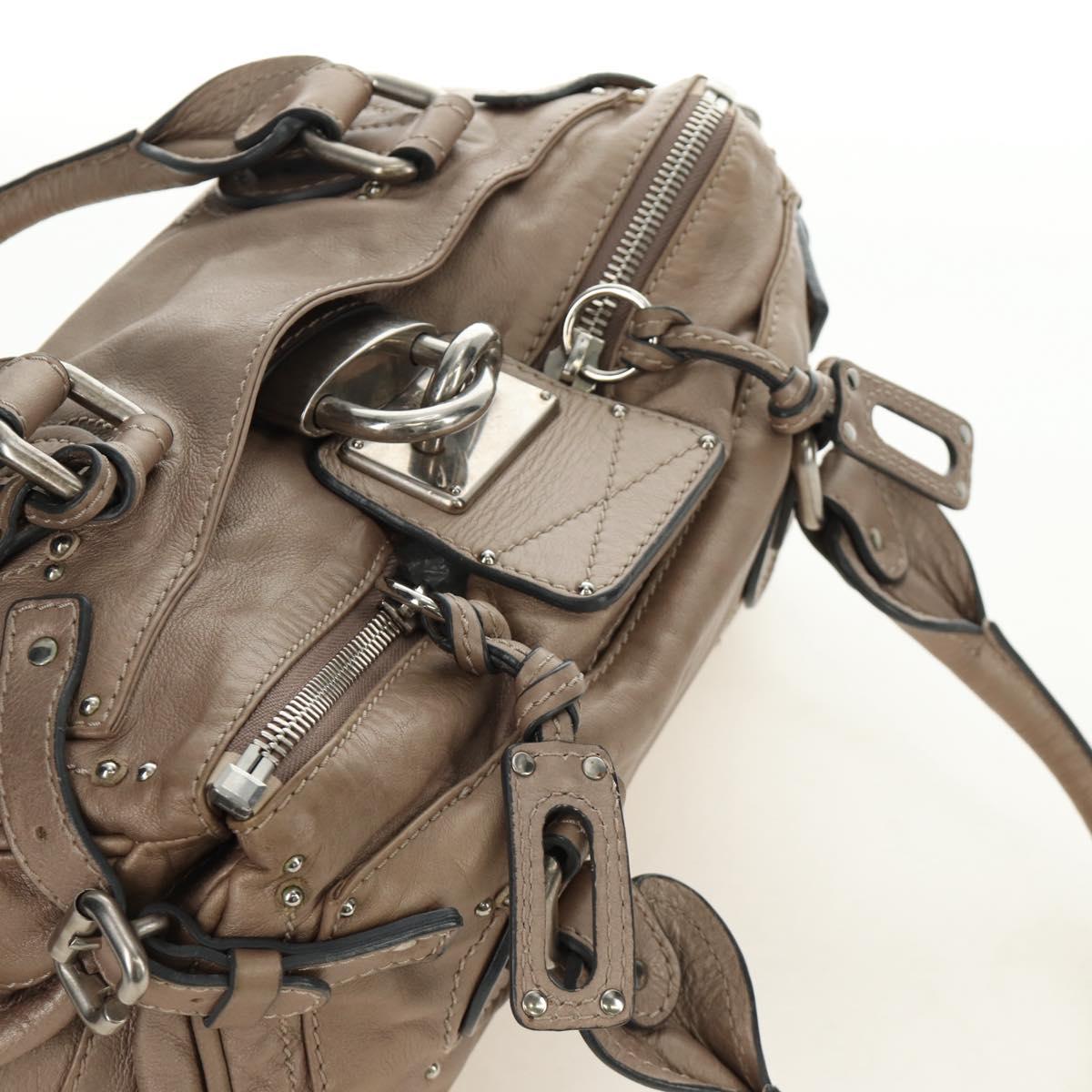 Chloe Paddington Hand Bag Leather Beige Silver Auth 187855V