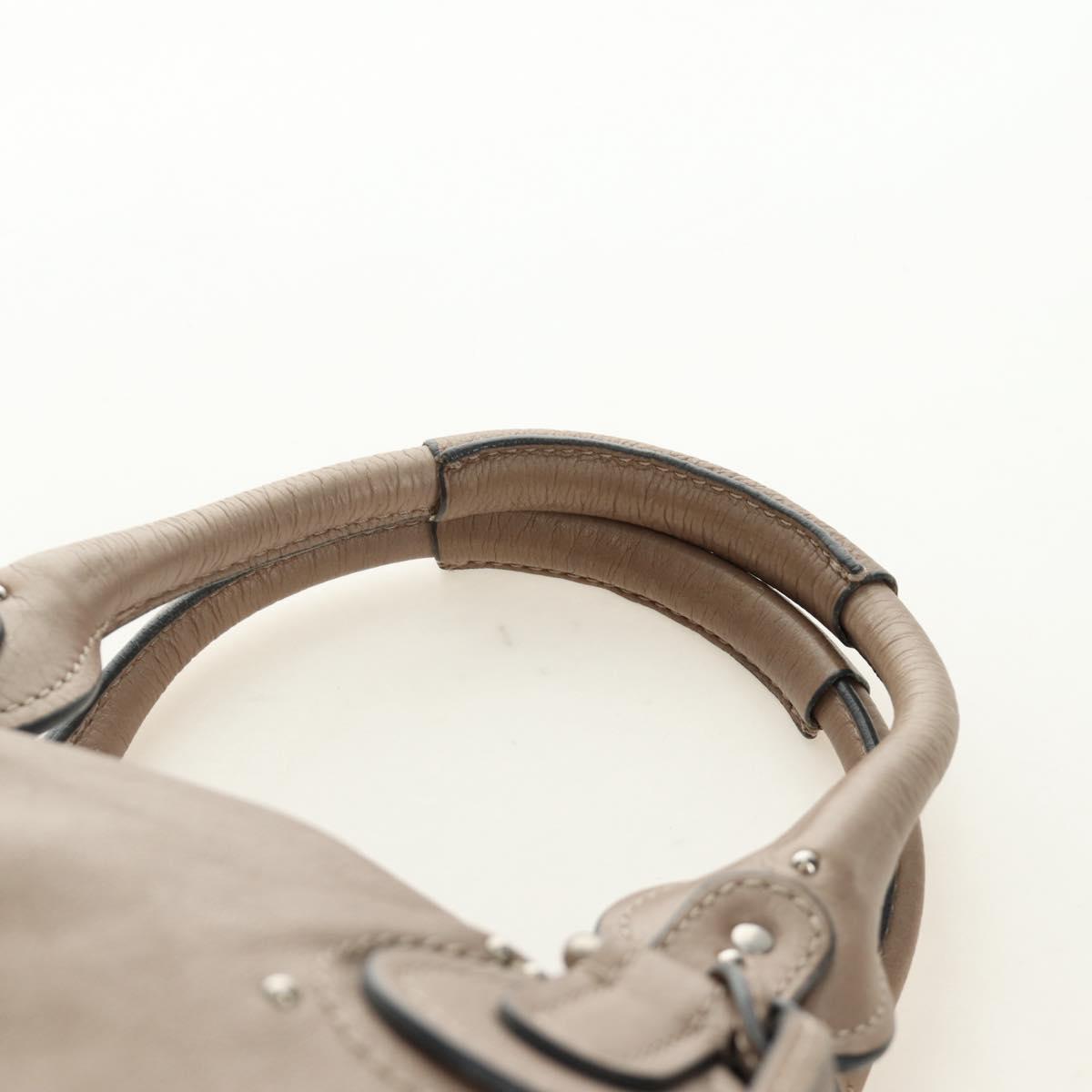 Chloe Paddington Hand Bag Leather Beige Silver Auth 187855V