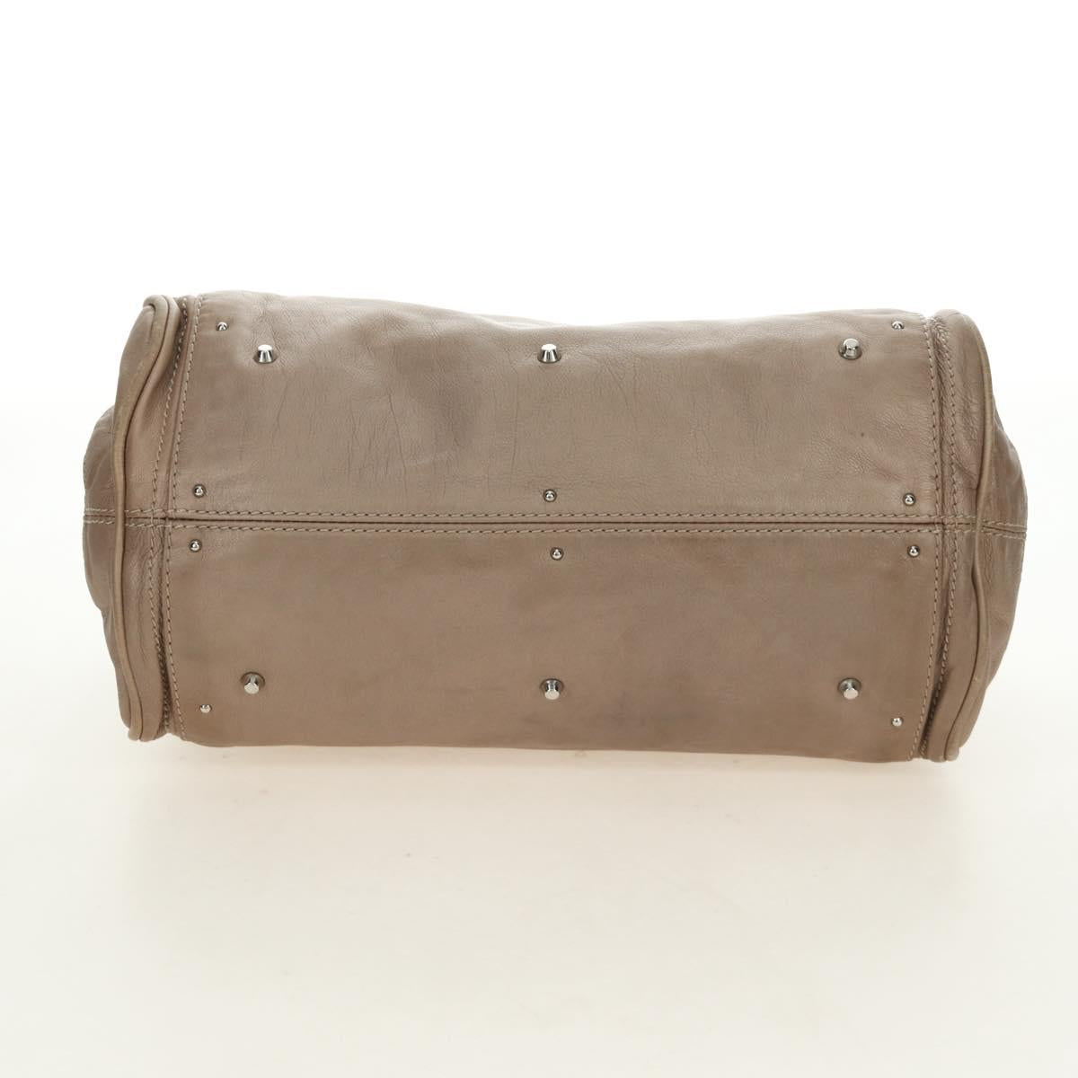 Chloe Paddington Hand Bag Leather Beige Silver Auth 187855V
