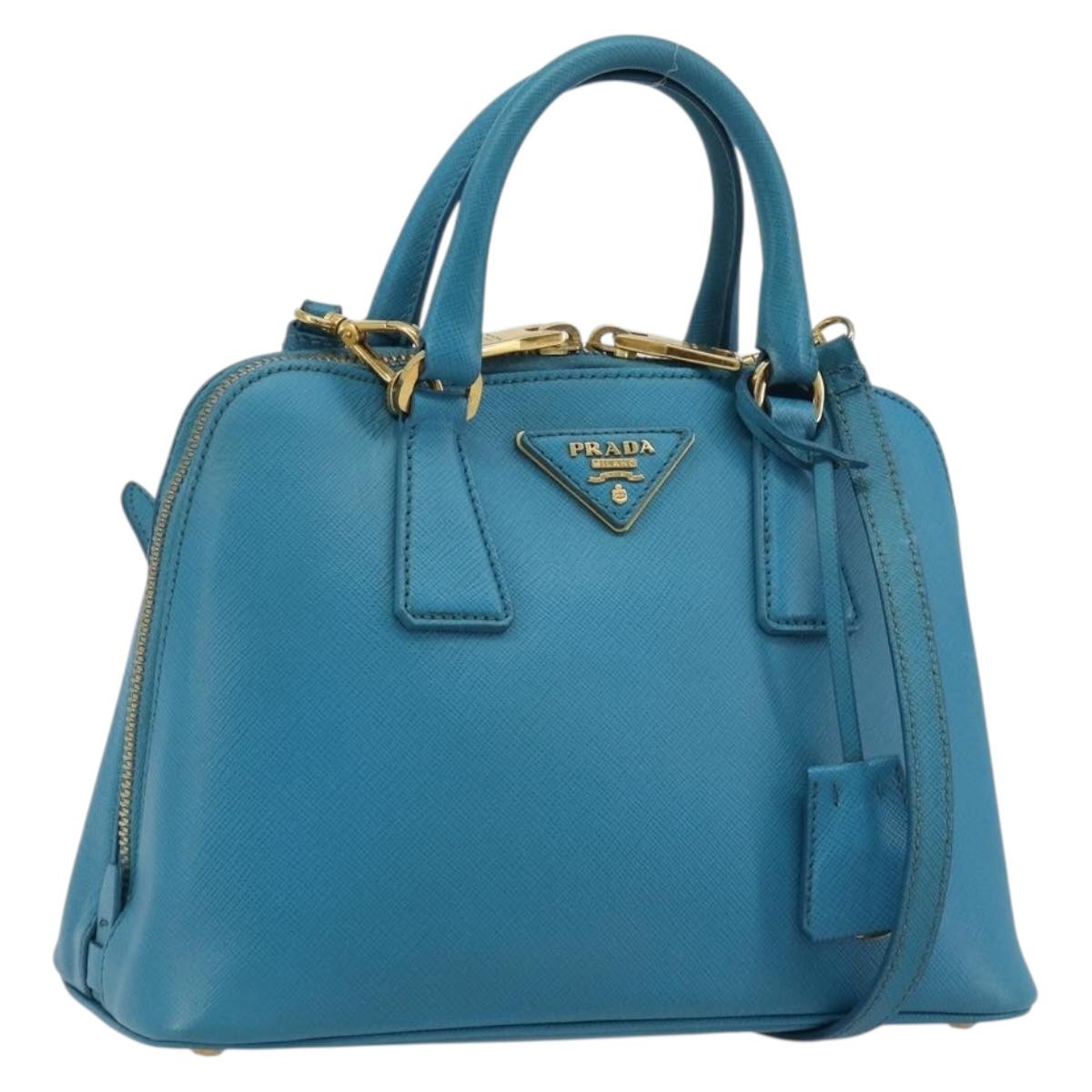 PRADA Hand Bag Saffiano leather 2way Light Blue Auth 187856A