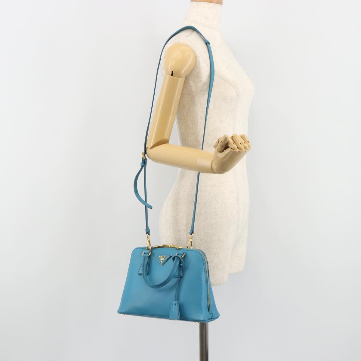 PRADA Hand Bag Saffiano leather 2way Light Blue Auth 187856A