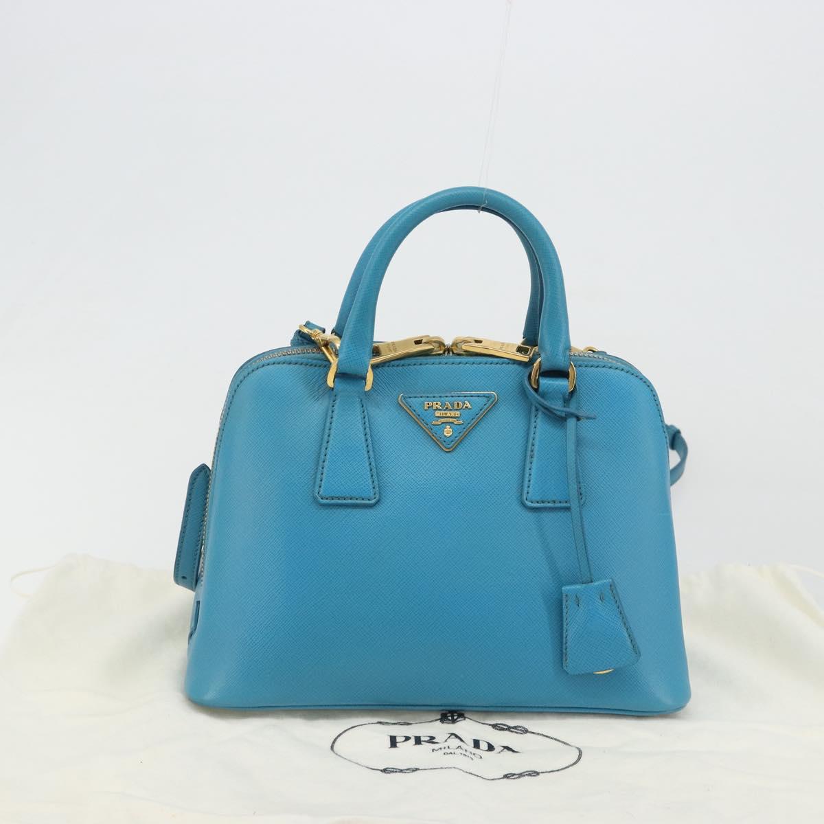 PRADA Hand Bag Saffiano leather 2way Light Blue Auth 187856A