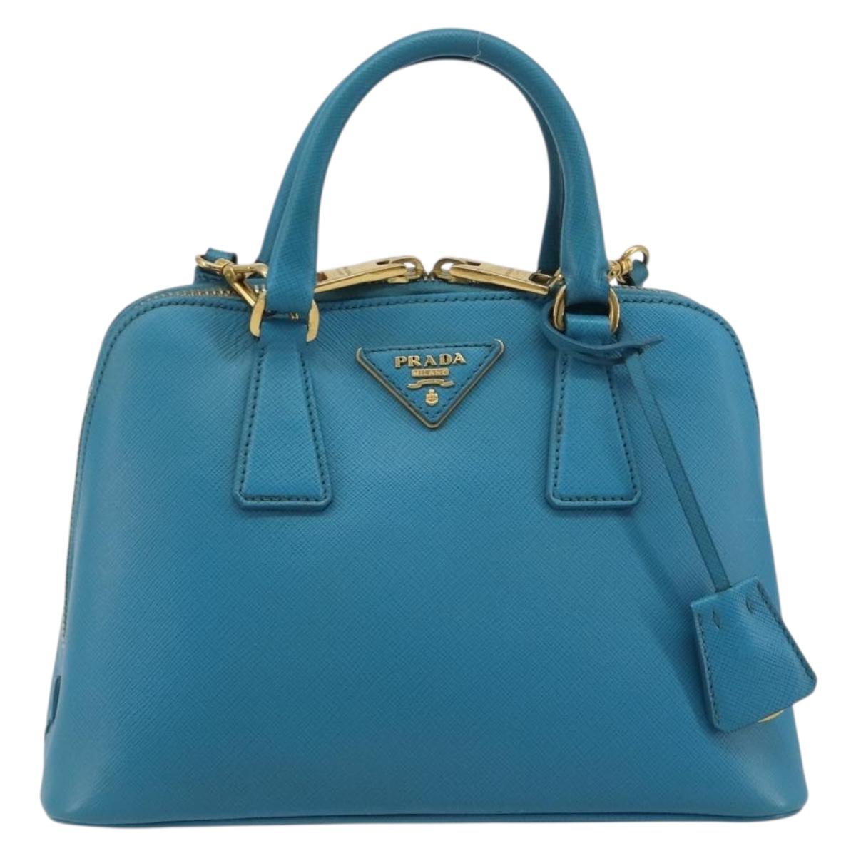 PRADA Hand Bag Saffiano leather 2way Light Blue Auth 187856A
