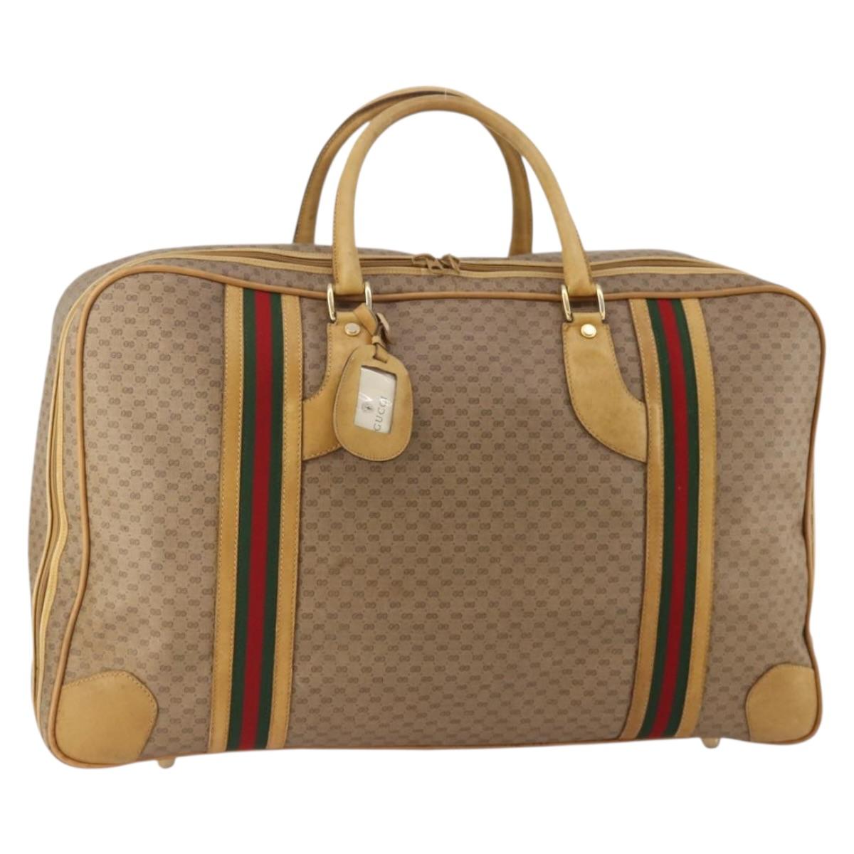 GUCCI Micro GG Supreme Web Sherry Line Bag PVC Beige 010 58 1744 65 Auth 187858A