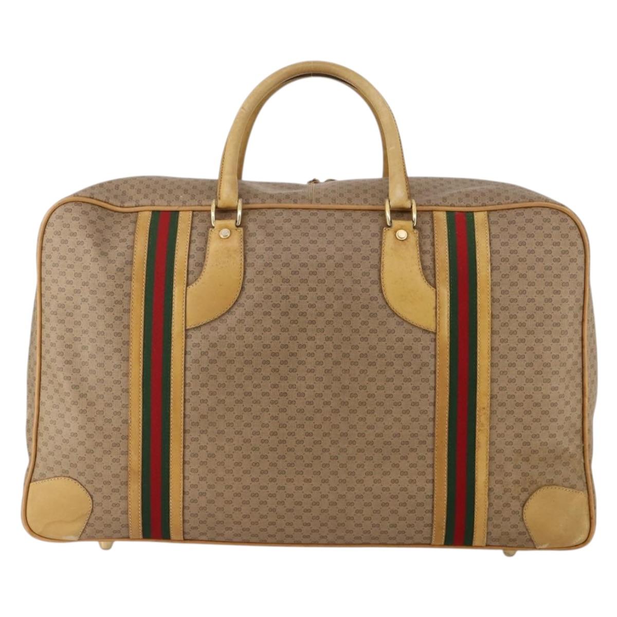 GUCCI Micro GG Supreme Web Sherry Line Bag PVC Beige 010 58 1744 65 Auth 187858A