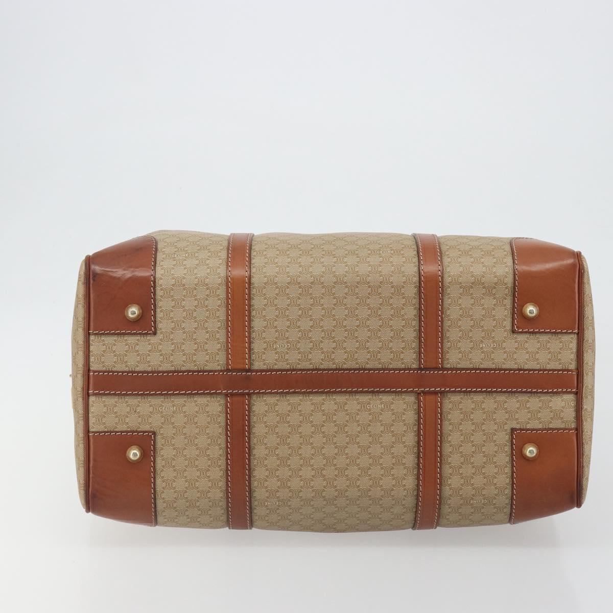 CELINE Macadam Canvas Boston Bag PVC Beige Gold Auth 187859