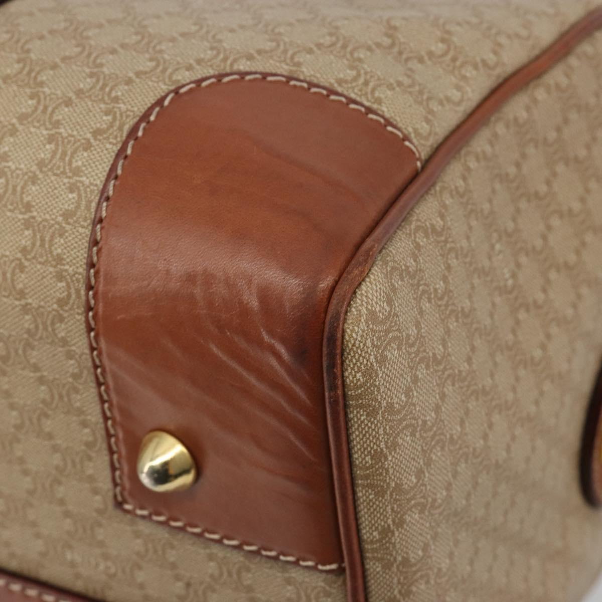 CELINE Macadam Canvas Boston Bag PVC Beige Gold Auth 187859
