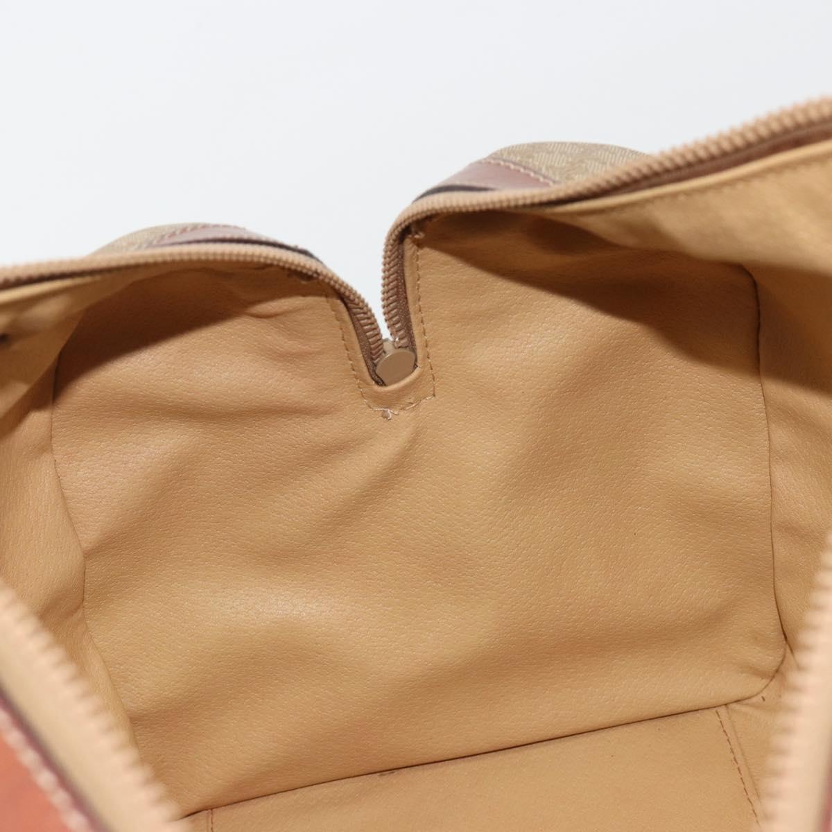 CELINE Macadam Canvas Boston Bag PVC Beige Gold Auth 187859