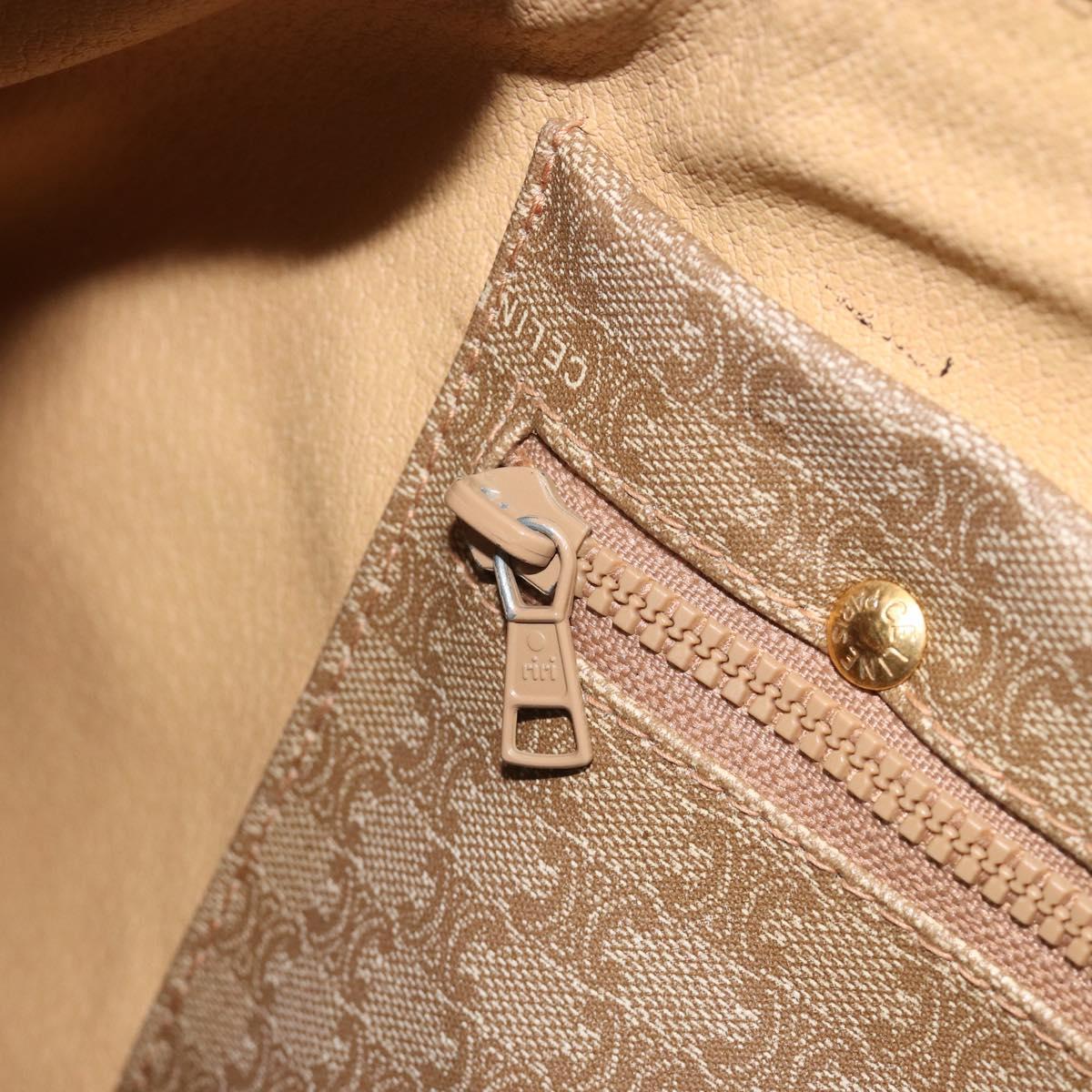 CELINE Macadam Canvas Boston Bag PVC Beige Gold Auth 187859