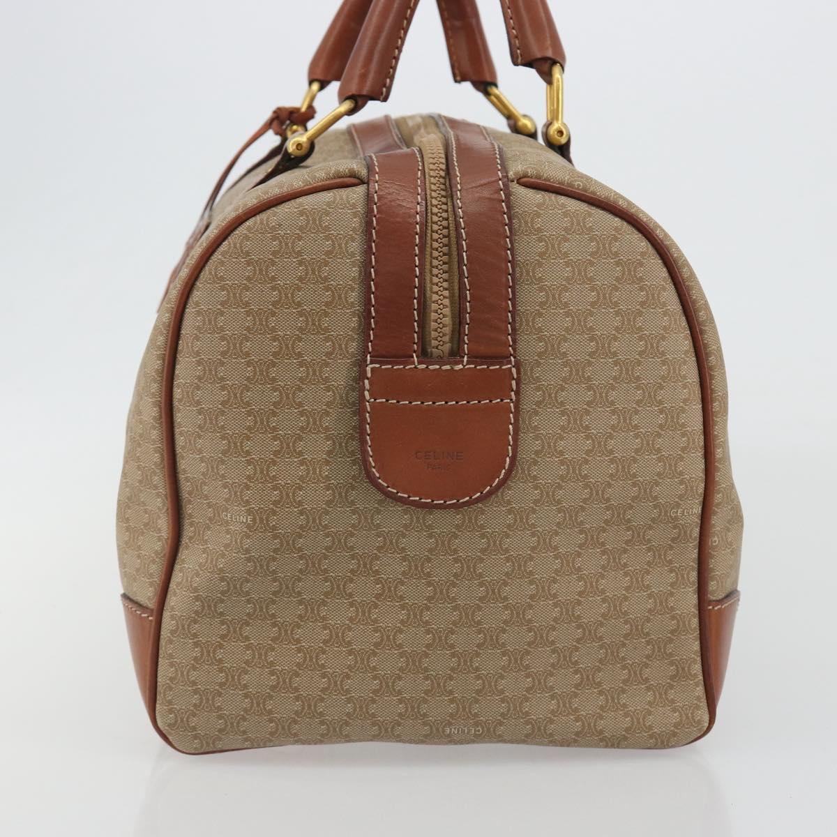 CELINE Macadam Canvas Boston Bag PVC Beige Gold Auth 187859