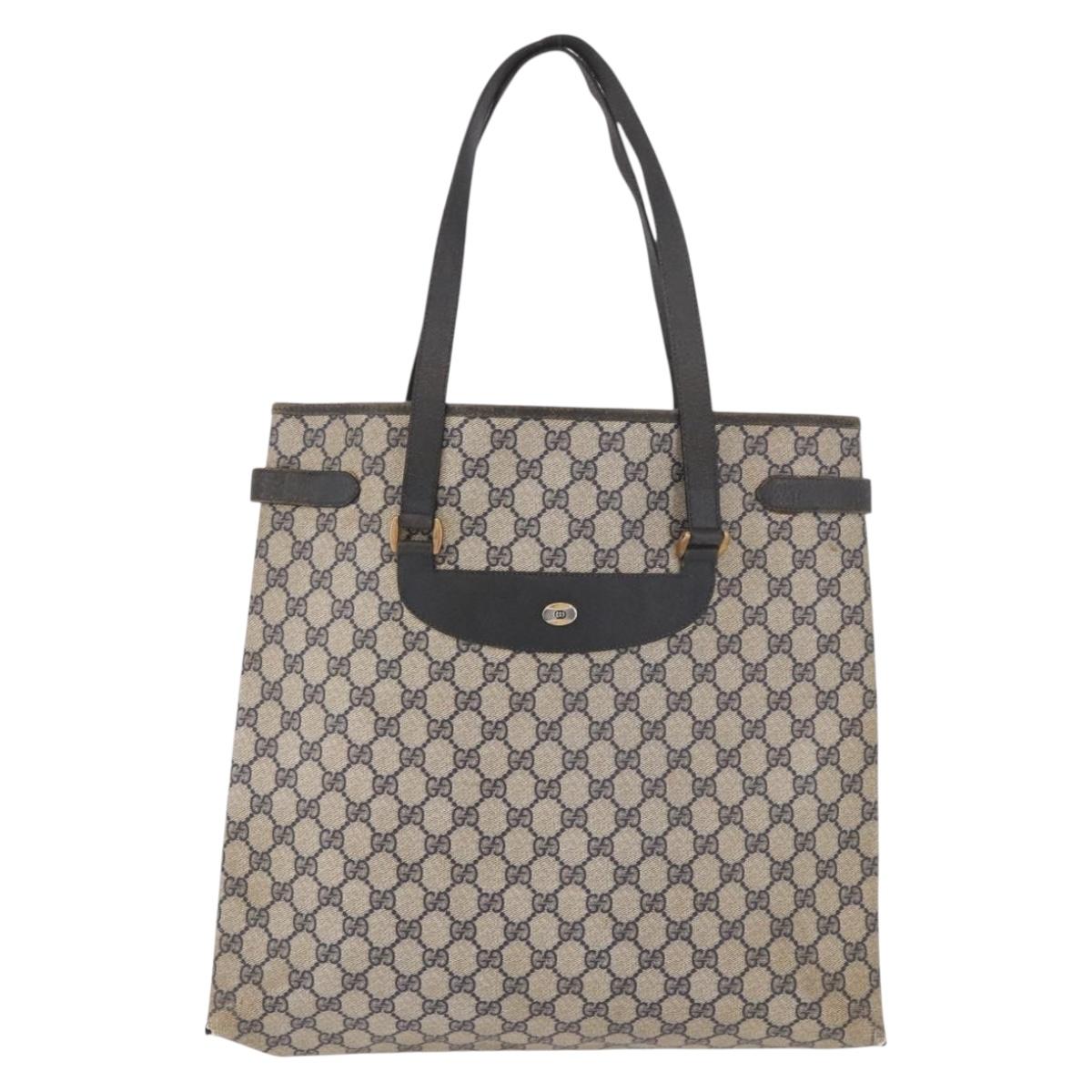 GUCCI GG Supreme Tote Bag PVC Navy Gold 39 02 061 Auth 187860