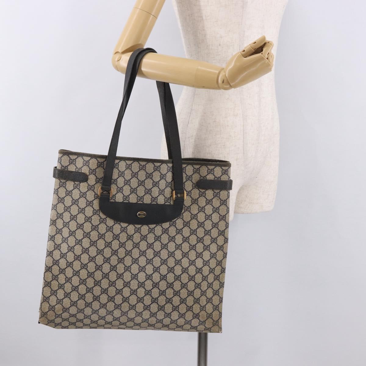 GUCCI GG Supreme Tote Bag PVC Navy Gold 39 02 061 Auth 187860
