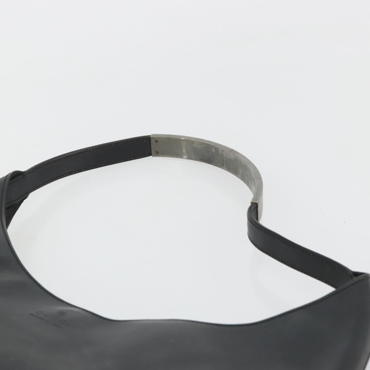 GUCCI Shoulder Bag Leather Black Silver 001 3297 Auth 187862
