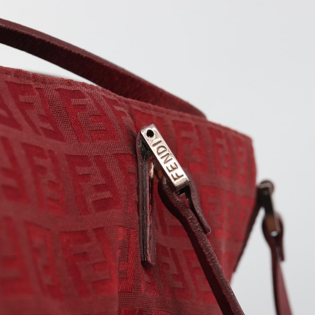 FENDI Zucchino Canvas Tote Bag Red Gold Auth 187865
