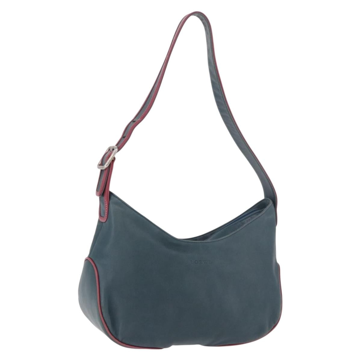 LOEWE Shoulder Bag Leather Green Silver Auth 187866A